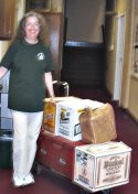 Nancy with Fr. Pope's books at Sewanee